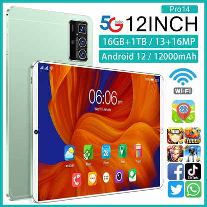 12 Inch Tablet Pc 16gb Octa Core Android 12 Mtk 2.0ghz Processor 4g 5g Wifi Android Kids Entertainment Wifi Tablet Pc Camera - RyglobalEstore