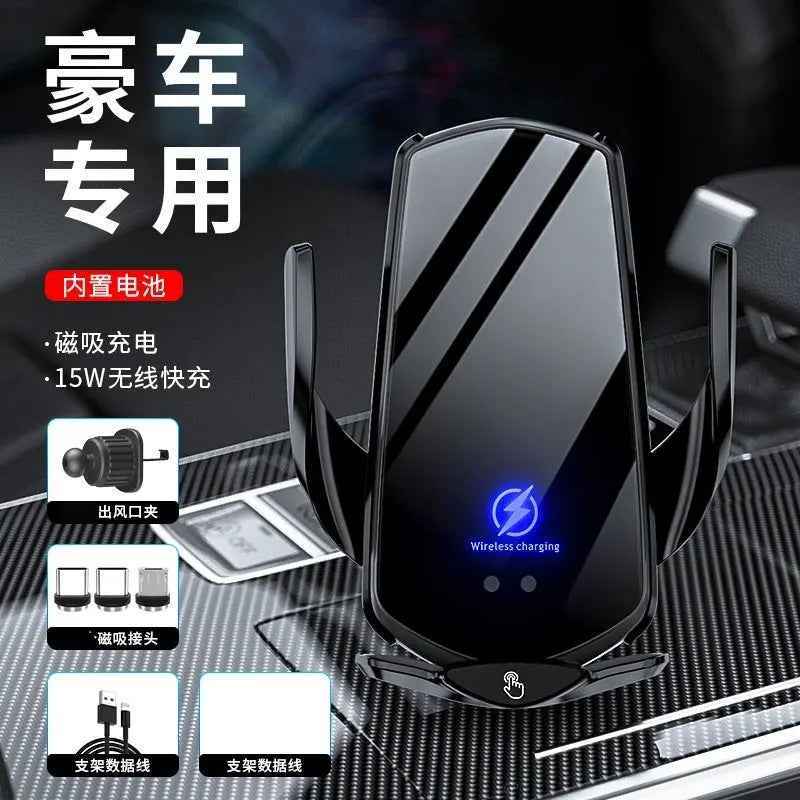 Calm Black [Model Universal] Air Outlet ★ Speed Up 1500% ★ Super Wireless Fast Charging ★ Electric Locking (A7)