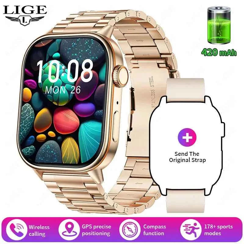 LIGE 2025 GPS Smartwatch 2.01 HD, Heart Rate, IP68 - Ryglobalstore