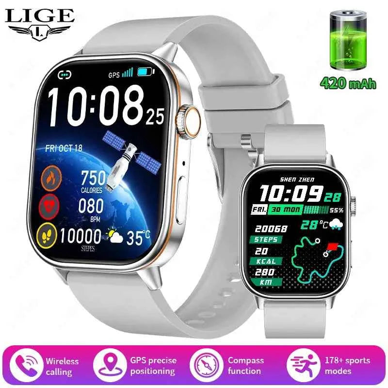 LIGE 2025 GPS Smartwatch 2.01 HD, Heart Rate, IP68 - Ryglobalstore