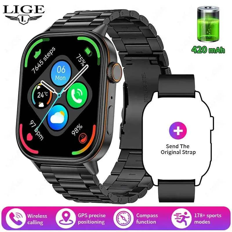 LIGE 2025 GPS Smartwatch 2.01 HD, Heart Rate, IP68 - Ryglobalstore