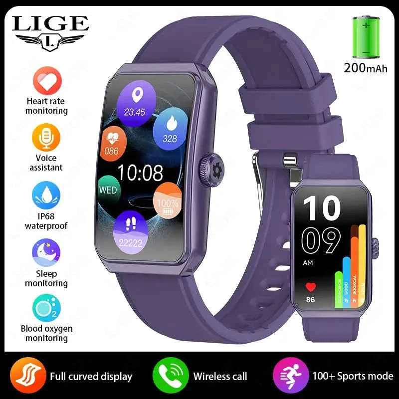 LIGE 2025 Curve HD Smartwatch with Bluetooth & AI Voice - Ryglobalstore