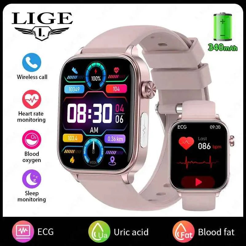 LIGE AI Health ECG+PPG Smartwatch: Lipid & Menstrual Tracker - Ryglobalstore