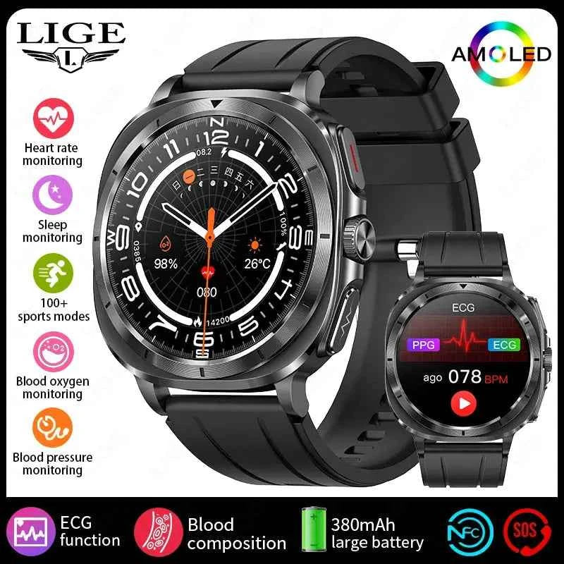 LIGE 2025 HealthPro ECG+PPG Smartwatch for Men - Ryglobalstore