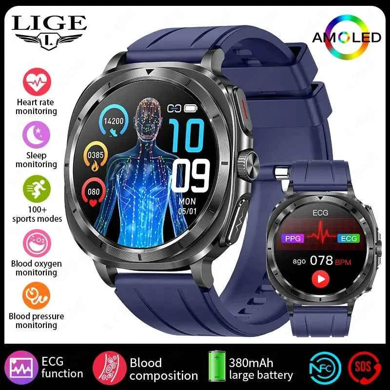 LIGE 2025 HealthPro ECG+PPG Smartwatch for Men - Ryglobalstore