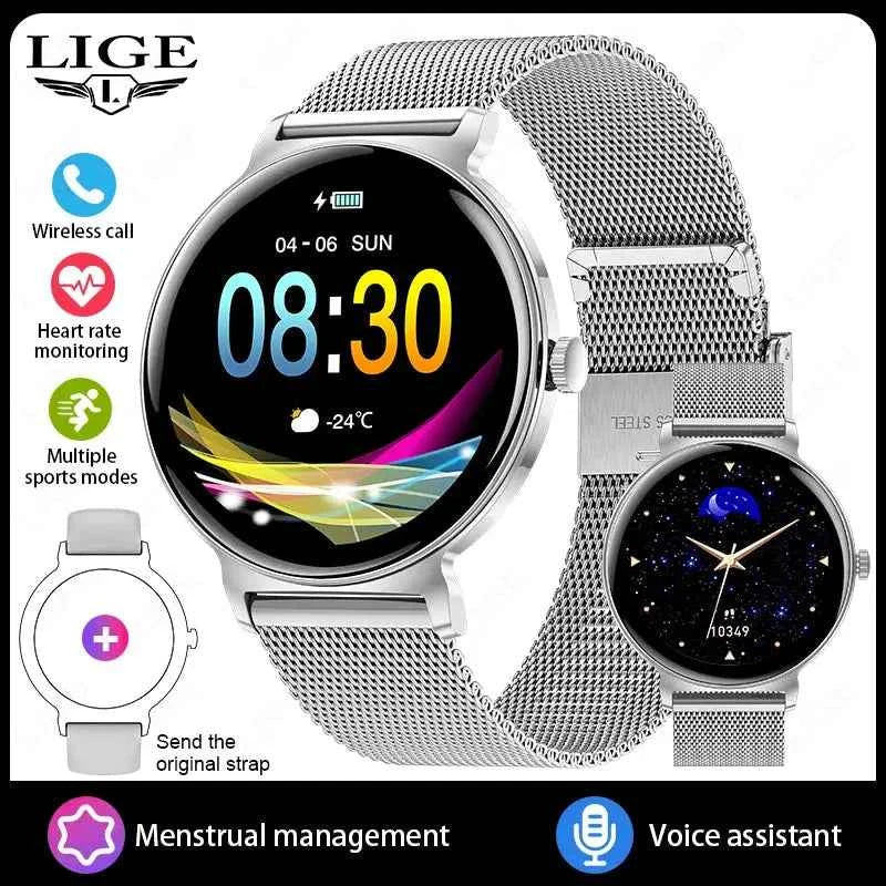 LIGE SlimFit HD Smartwatch: Heart & Menstrual Monitor - Ryglobalstore