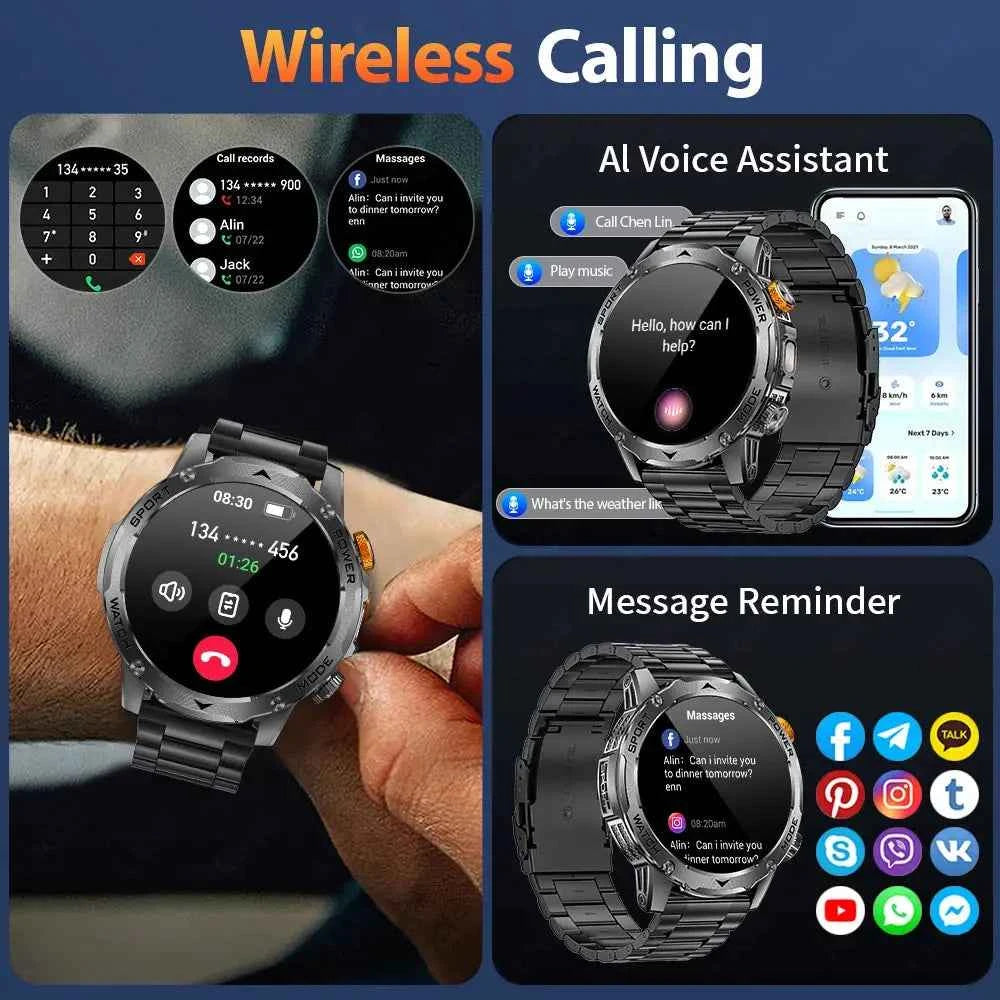 LIGE Tactical Smartwatch: Outdoor, Flashlight, 1000mAh - Ryglobalstore