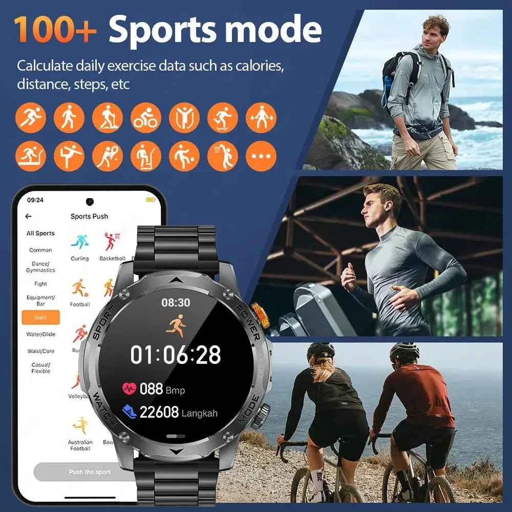 LIGE Tactical Smartwatch: Outdoor, Flashlight, 1000mAh - Ryglobalstore