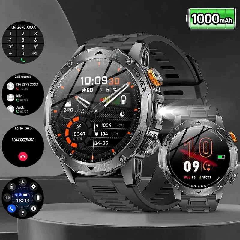 LIGE Tactical Smartwatch: Outdoor, Flashlight, 1000mAh - Ryglobalstore