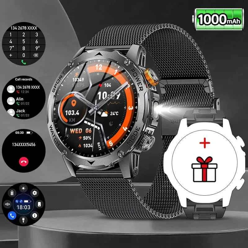 LIGE Tactical Smartwatch: Outdoor, Flashlight, 1000mAh - Ryglobalstore