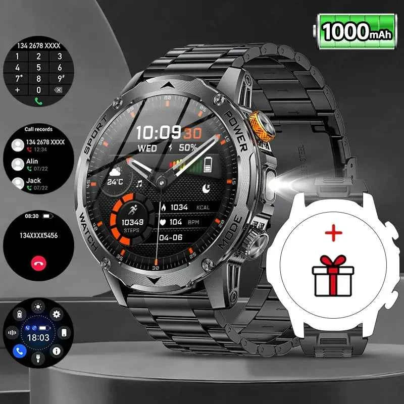 LIGE Tactical Smartwatch: Outdoor, Flashlight, 1000mAh - Ryglobalstore