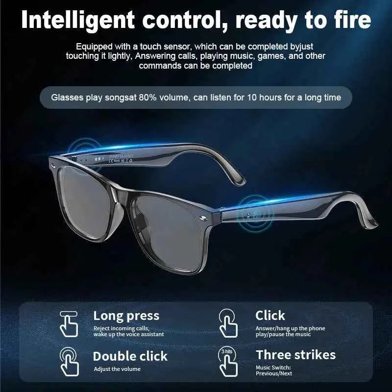 LIGE VoiceSmart Bluetooth Sunglasses with Mic & Touch