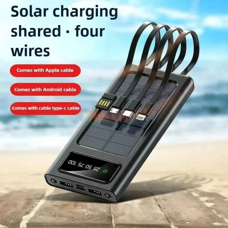 SunCharge 20000mAh Power Bank – Dual USB & 4 Cables