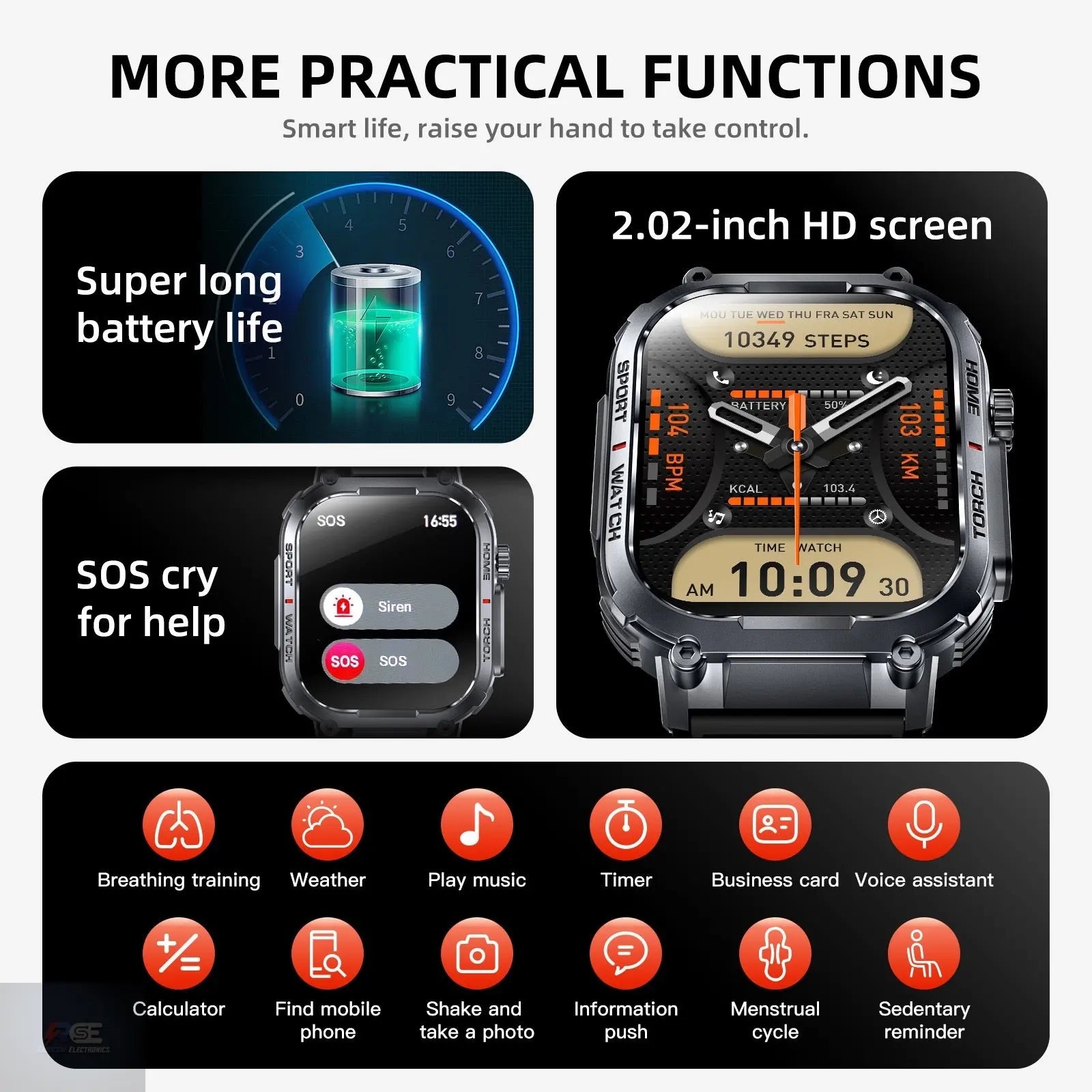New Outdoor Sports Smart Watch S320B Bluetooth Call Sports Watch with Compass 3ATM Waterproof