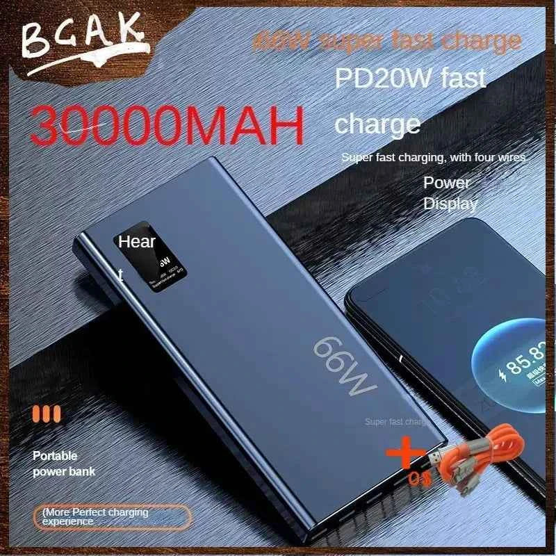 ZapPro 66W BCAK: 30000mAh Power Bank with Cable - Ryglobalstore