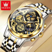 OLEVS Luxe Skeleton Gold Men's Waterproof Quartz Watch - Ryglobalstore