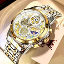 OLEVS Luxe Skeleton Gold Men's Waterproof Quartz Watch - Ryglobalstore