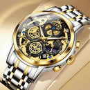 OLEVS Luxe Skeleton Gold Men's Waterproof Quartz Watch - Ryglobalstore