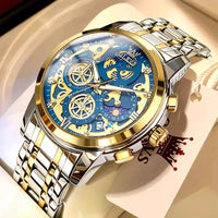 OLEVS Luxe Skeleton Gold Men's Waterproof Quartz Watch - Ryglobalstore