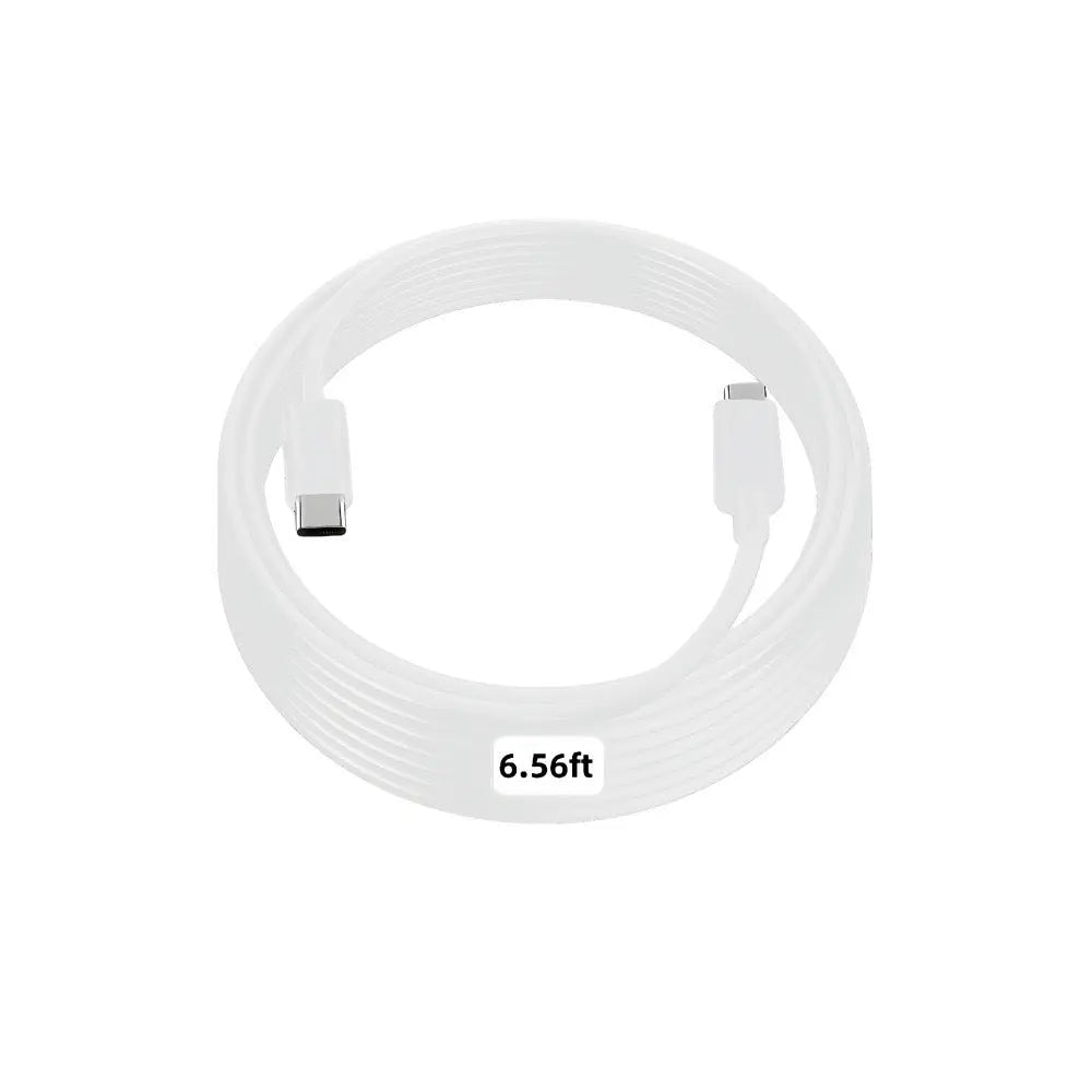 White USB-C to USB-C cable, coiled, with "6.56ft" label visible.