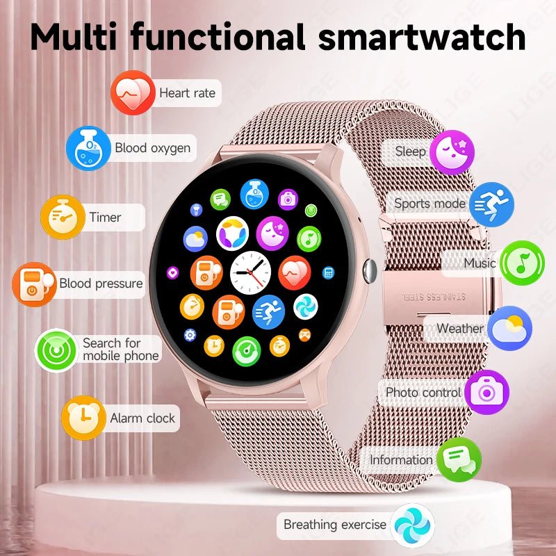 LIGE New 1.39" Watch Smart Watch 2025 New Women Men Bluetooth Call BT Music Wireless Charging Smartwatch Heart Rate Blood Oxygen - RyglobalEstore