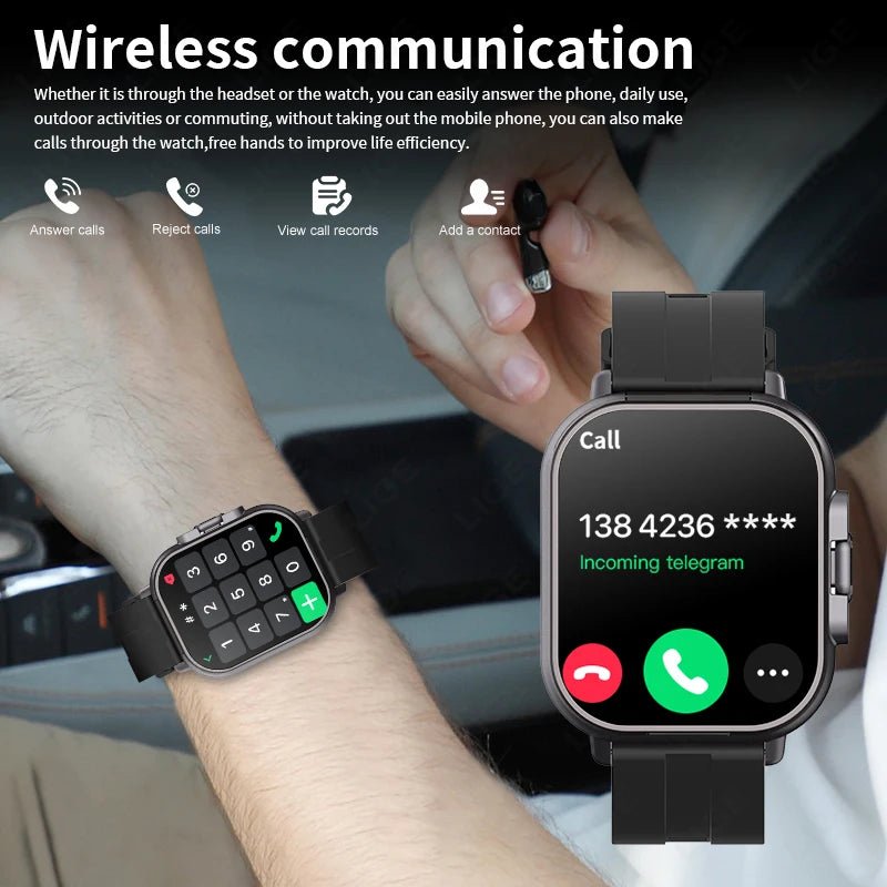 LIGE New 2 In 1 TWS Smart Watch With Earbuds Heart Rate NFC Bluetooth Call Music Play Sports Fitness Earphone Smartwatch Men - RyglobalEstore