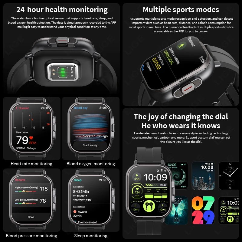 LIGE New 2 In 1 TWS Smart Watch With Earbuds Heart Rate NFC Bluetooth Call Music Play Sports Fitness Earphone Smartwatch Men - RyglobalEstore