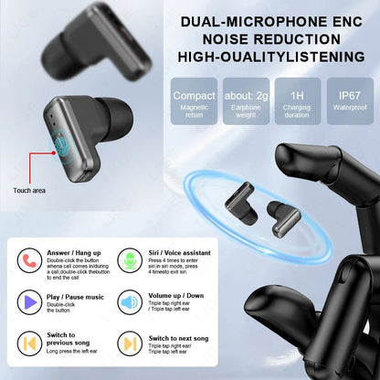 LIGE TWS 2 In 1 Headset Smart Watch 1.85" HD Wireless Bluetooth Calling Health Monitor Sports Fitness Watches With Headphones - RyglobalEstore