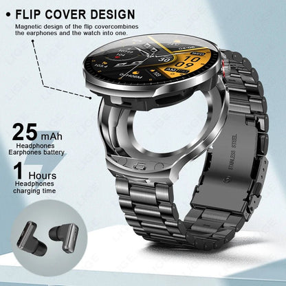 LIGE TWS 2 In 1 Headset Smart Watch 1.85" HD Wireless Bluetooth Calling Health Monitor Sports Fitness Watches With Headphones - RyglobalEstore