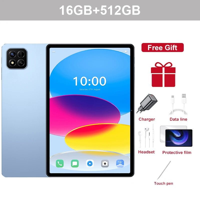 Tab 10.1" Android 15 22GB+2TB 5G Dual SIM Tablet Global Version WIFI Kids Gift Tablet PC - RyglobalEstore