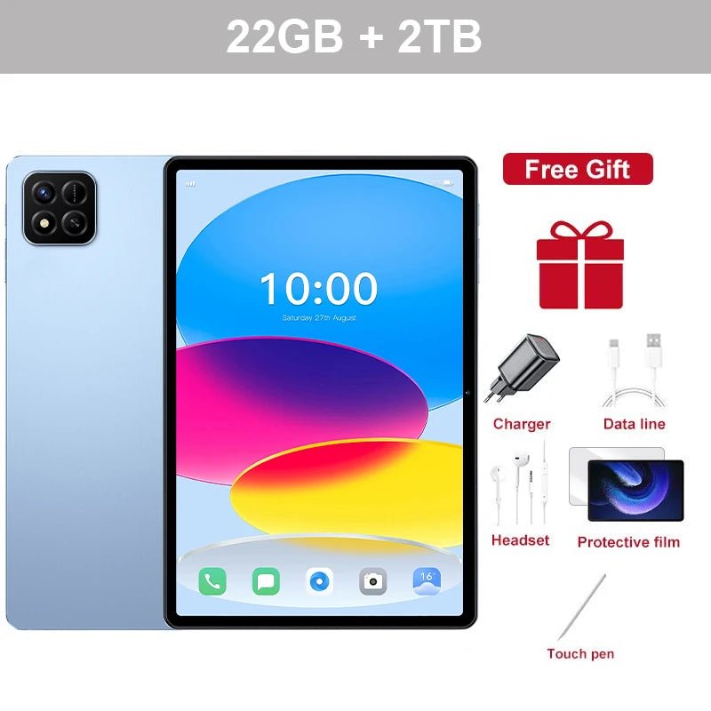 Tab 10.1" Android 15 22GB+2TB 5G Dual SIM Tablet Global Version WIFI Kids Gift Tablet PC - RyglobalEstore