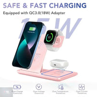 three-in-one wireless charger foreign trade explosions desktop folding mobile phone holder wireless charging multi-function 15w Ryglobalstore