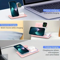 three-in-one wireless charger foreign trade explosions desktop folding mobile phone holder wireless charging multi-function 15w Ryglobalstore